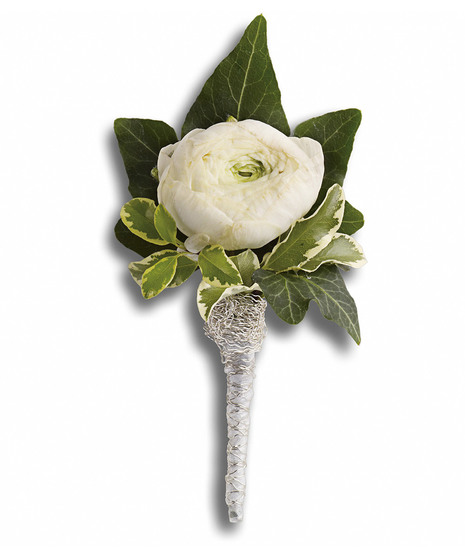 Blissful White Boutonniere