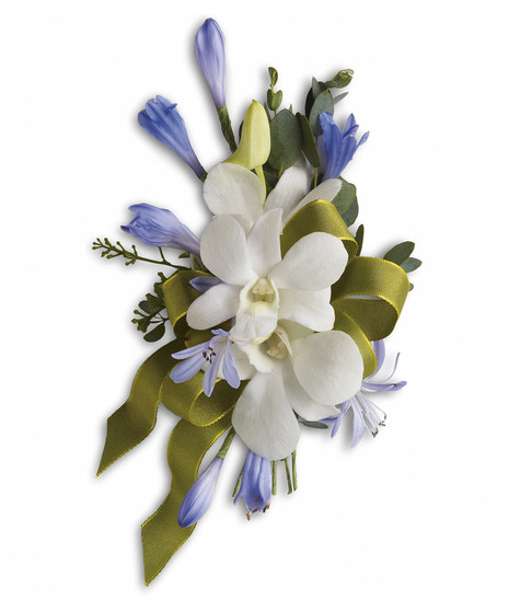 Blue and White Elegance Corsage
