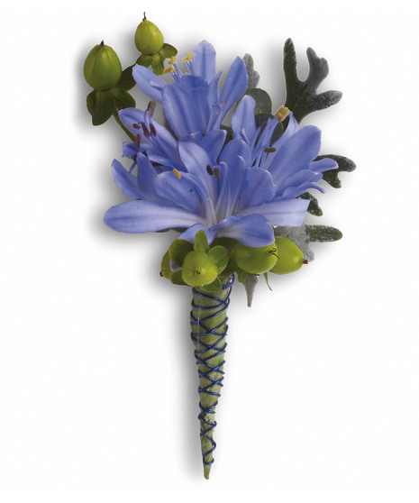 Bold and Blue Boutonniere