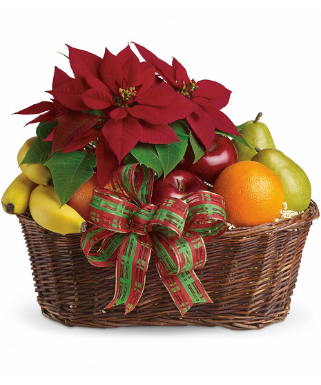 Fruit and Poinsettia Basket