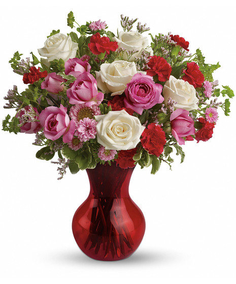Splendid in Red Bouquet with Roses