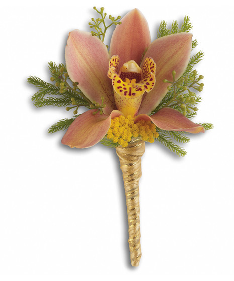 Sunset Orchid Boutonniere